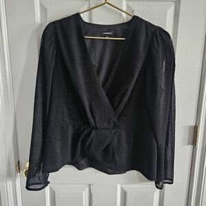 NWOT Express Jacquard Dot Faux Wrap Peplum Top